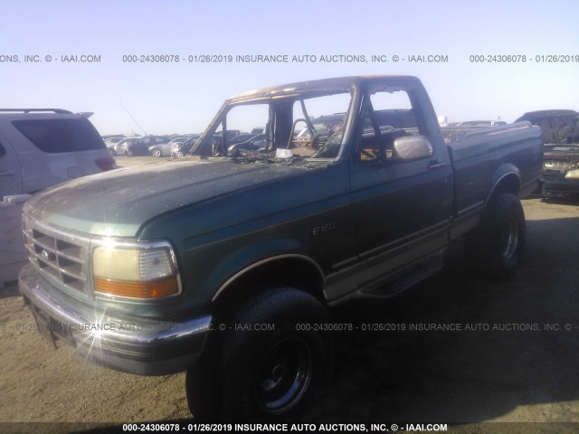 1FTEF14H3TLB00140 - 1996 FORD F150 GREEN photo 2