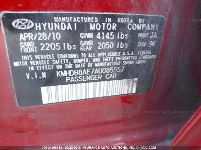 KMHDB8AE7AU085557 - 2010 HYUNDAI ELANTRA TOURING GLS RED photo 9