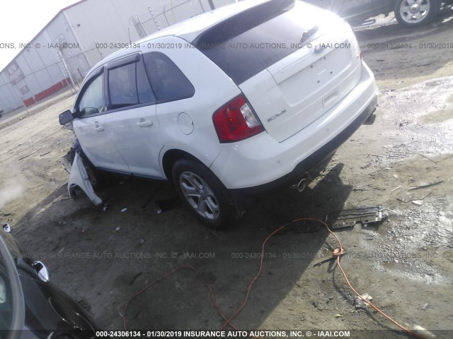 2FMDK3JC9DBC10764 - 2013 FORD EDGE SEL WHITE photo 3