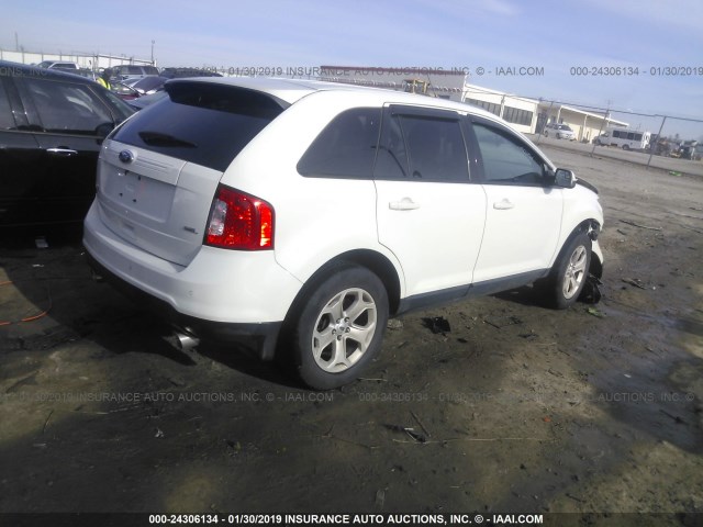 2FMDK3JC9DBC10764 - 2013 FORD EDGE SEL WHITE photo 4