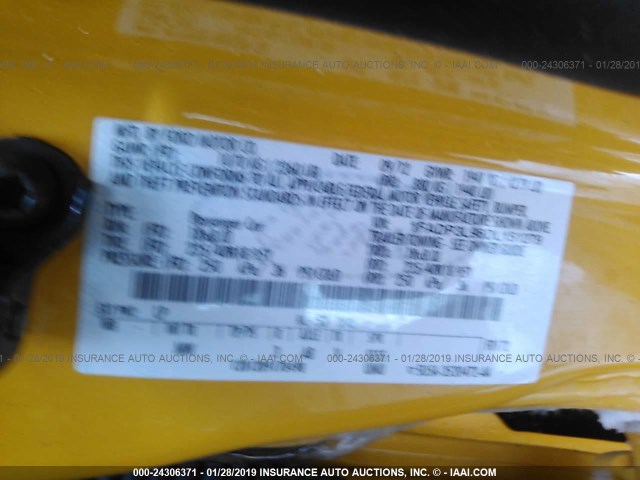 1FADP3L96DL151279 - 2013 FORD FOCUS ST YELLOW photo 9