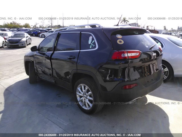 1C4PJLDS2FW731009 - 2015 JEEP CHEROKEE LIMITED BLACK photo 3