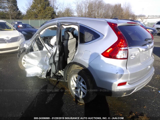 2HKRM4H78FH664532 - 2015 HONDA CR-V EXL SILVER photo 3