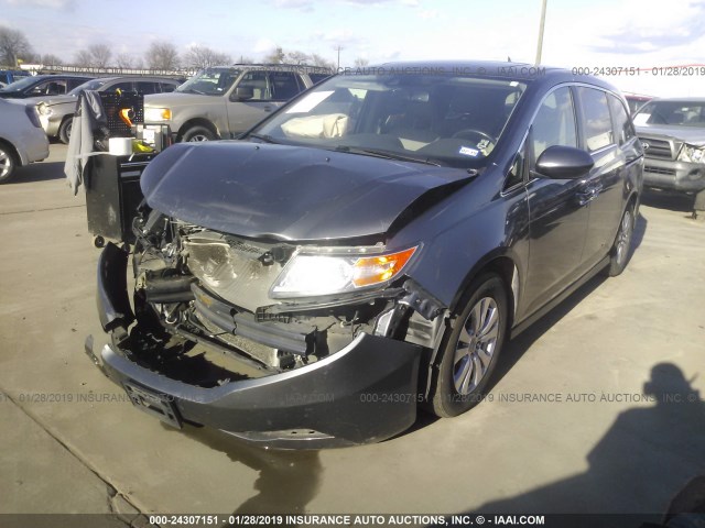 5FNRL5H61EB136392 - 2014 HONDA ODYSSEY EXL GRAY photo 2