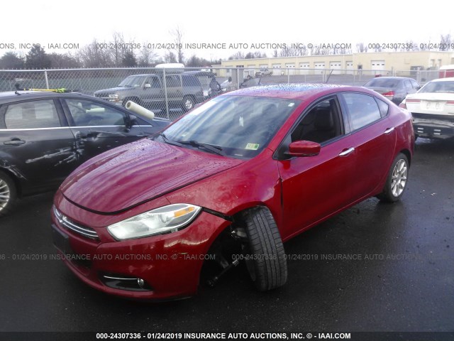 1C3CDFCB1ED678200 - 2014 DODGE DART LIMITED RED photo 2