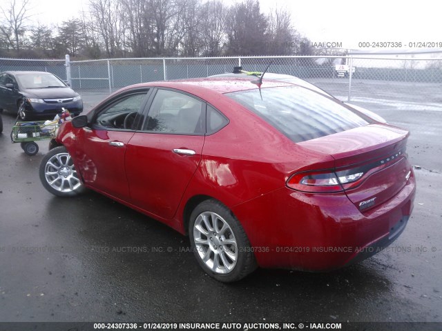 1C3CDFCB1ED678200 - 2014 DODGE DART LIMITED RED photo 3