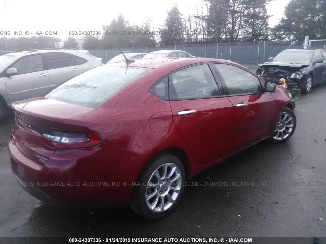 1C3CDFCB1ED678200 - 2014 DODGE DART LIMITED RED photo 4