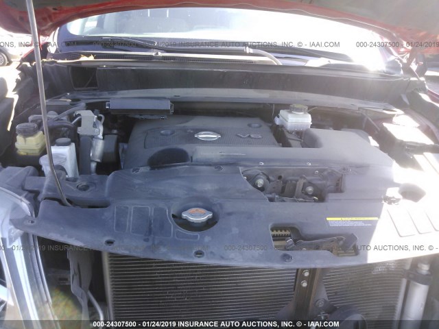 5N1AR2MN7FC709605 - 2015 NISSAN PATHFINDER S/SV/SL/PLATINUM BURGUNDY photo 10