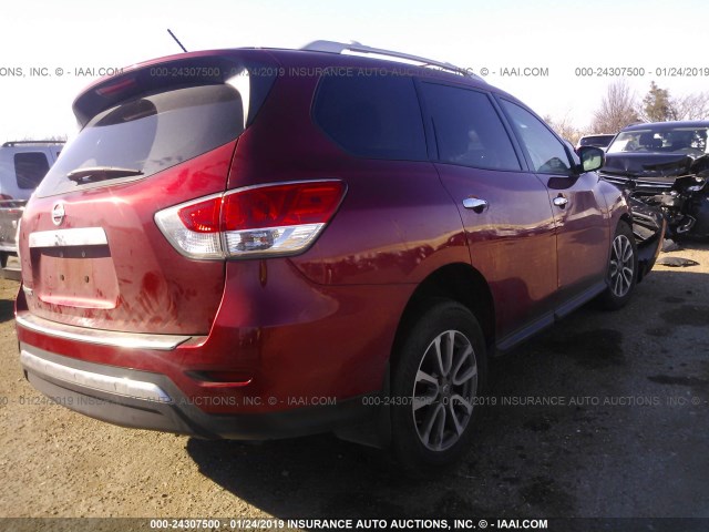 5N1AR2MN7FC709605 - 2015 NISSAN PATHFINDER S/SV/SL/PLATINUM BURGUNDY photo 4