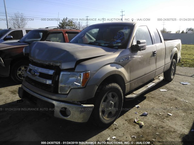 1FTEX1CM9EFC42411 - 2014 FORD F150 SUPER CAB TAN photo 2