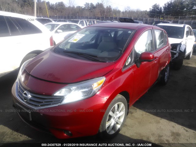 3N1CE2CP7EL426431 - 2014 NISSAN VERSA NOTE S/S PLUS/SV/SL RED photo 2