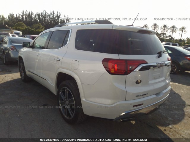 1GKKNPLS0HZ268056 - 2017 GMC ACADIA DENALI WHITE photo 3