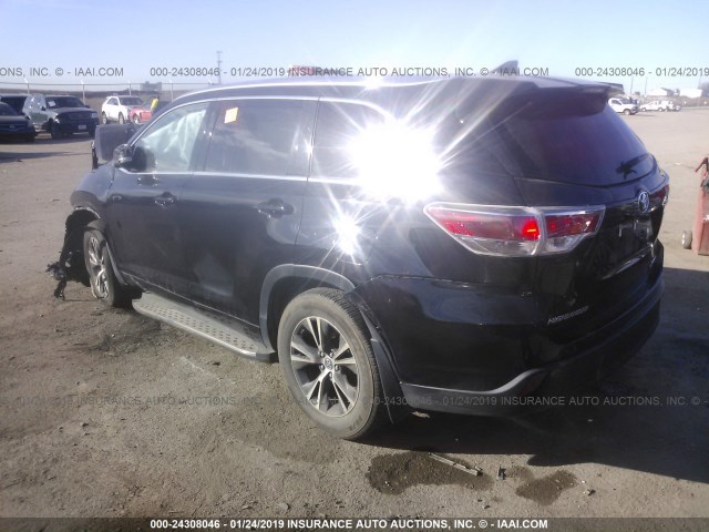 5TDJKRFH1GS311623 - 2016 TOYOTA HIGHLANDER XLE BLACK photo 3