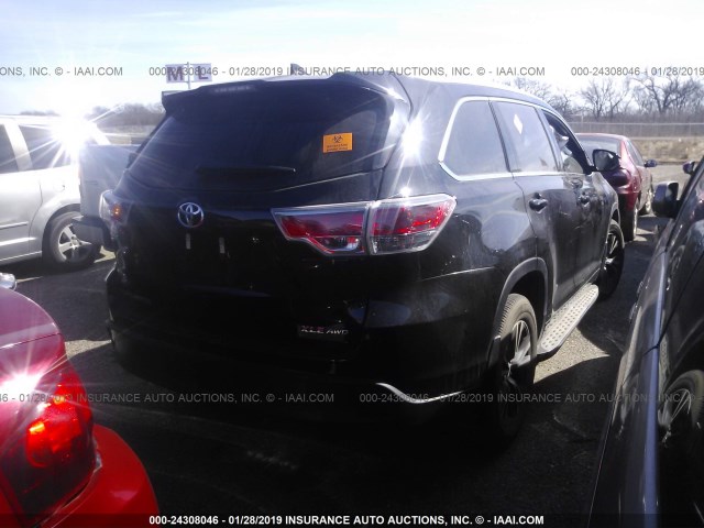 5TDJKRFH1GS311623 - 2016 TOYOTA HIGHLANDER XLE BLACK photo 4