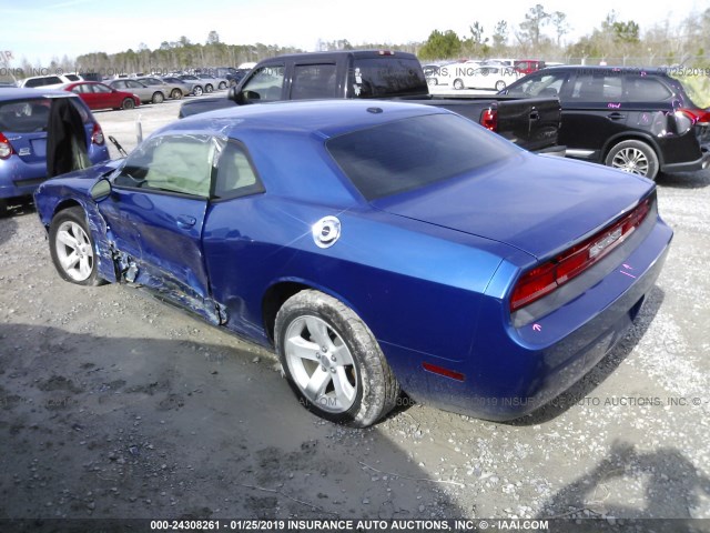 2C3CDYAG1CH243560 - 2012 DODGE CHALLENGER SXT BLUE photo 3