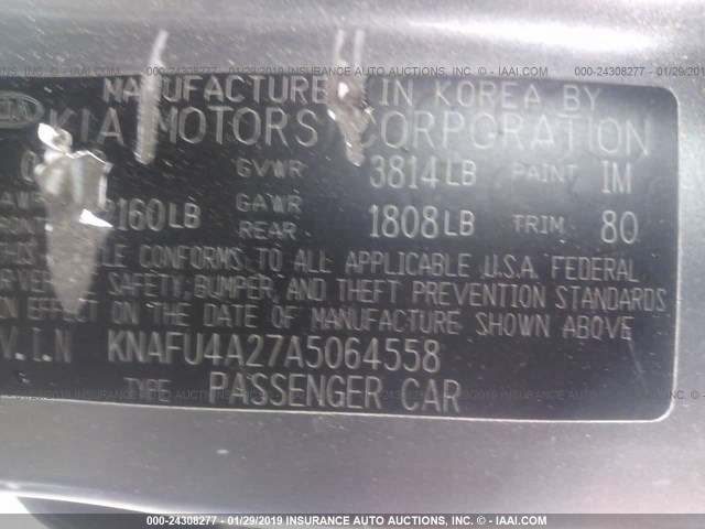 KNAFU4A27A5064558 - 2010 KIA FORTE EX GREEN photo 9