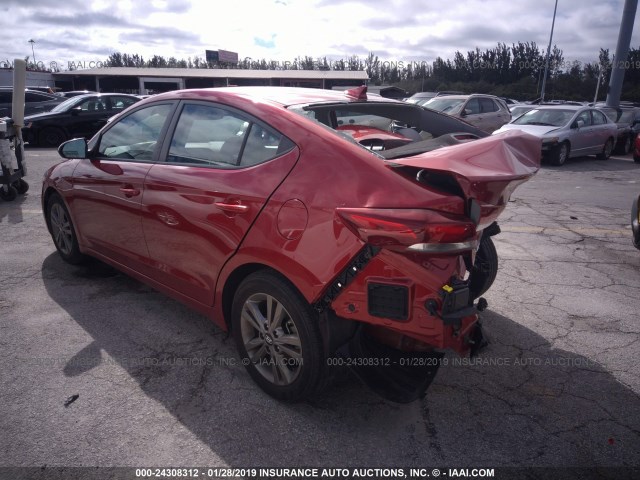 5NPD84LF8JH226437 - 2018 HYUNDAI ELANTRA SEL/VALUE/LIMITED RED photo 3