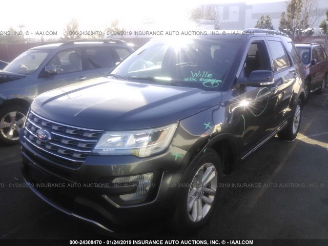 1FM5K7D8XHGA70080 - 2017 FORD EXPLORER XLT GRAY photo 2