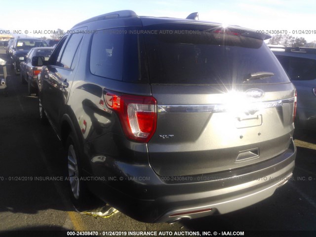 1FM5K7D8XHGA70080 - 2017 FORD EXPLORER XLT GRAY photo 3