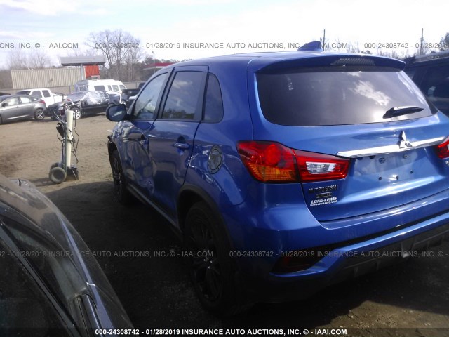 JA4AP3AU3JU014563 - 2018 MITSUBISHI OUTLANDER SPORT ES/SE BLUE photo 3