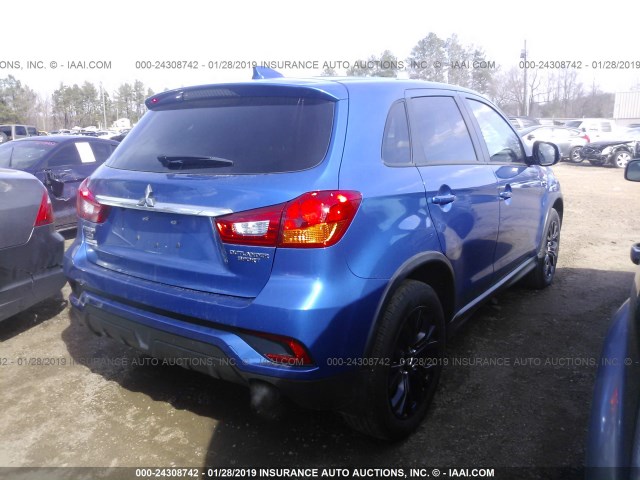 JA4AP3AU3JU014563 - 2018 MITSUBISHI OUTLANDER SPORT ES/SE BLUE photo 4