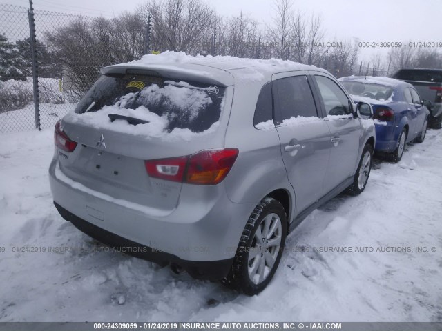 4A4AP4AU7EE010407 - 2014 MITSUBISHI OUTLANDER SPORT SE SILVER photo 4