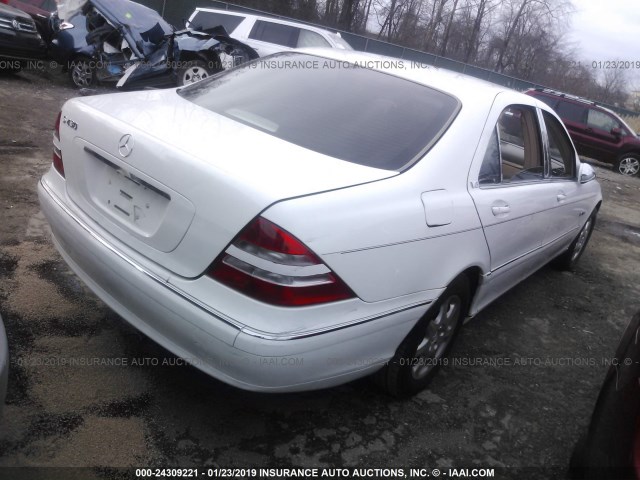 WDBNG70J0YA036245 - 2000 MERCEDES-BENZ S 430 WHITE photo 4