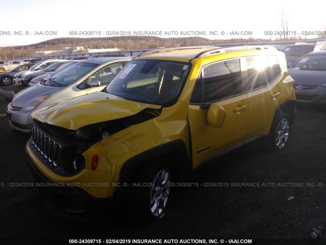 ZACCJABT7FPB41254 - 2015 JEEP RENEGADE LATITUDE YELLOW photo 2