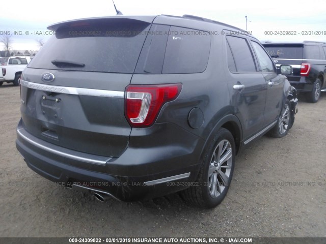 1FM5K7F85JGA46952 - 2018 FORD EXPLORER LIMITED GRAY photo 4