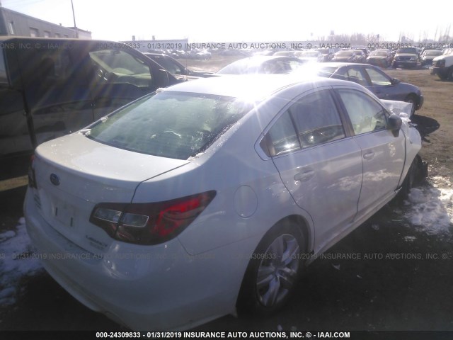 4S3BNAA65G3041381 - 2016 SUBARU LEGACY 2.5I WHITE photo 4