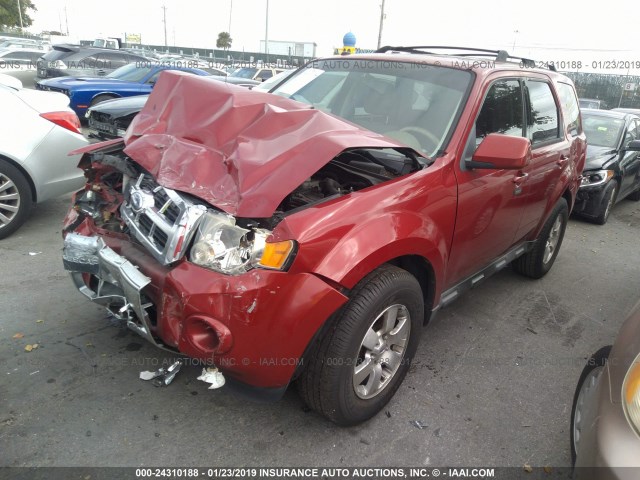 1FMCU0E70AKA29278 - 2010 FORD ESCAPE LIMITED RED photo 2