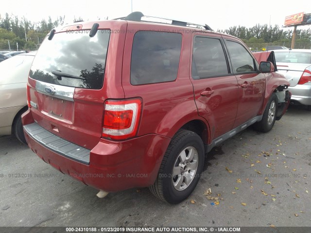 1FMCU0E70AKA29278 - 2010 FORD ESCAPE LIMITED RED photo 4