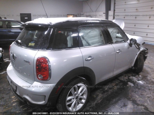 WMWZC5C59DWP33425 - 2013 MINI COOPER S COUNTRYMAN SILVER photo 4