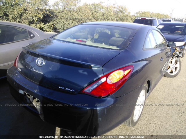 4T1CA30P05U044469 - 2005 TOYOTA CAMRY SOLARA SE/SLE BLUE photo 4