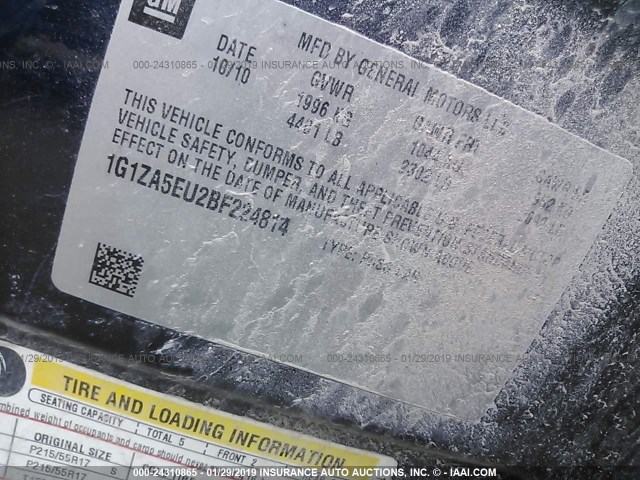 1G1ZA5EU2BF224814 - 2011 CHEVROLET MALIBU LS BLUE photo 9