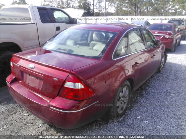 1FAHP24166G159592 - 2006 FORD FIVE HUNDRED SEL RED photo 4