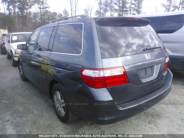 5FNRL38675B417536 - 2005 HONDA ODYSSEY EXL BLUE photo 3