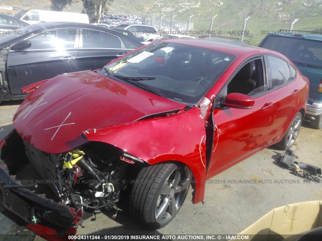 1C3CDFEB0ED803829 - 2014 DODGE DART GT RED photo 2