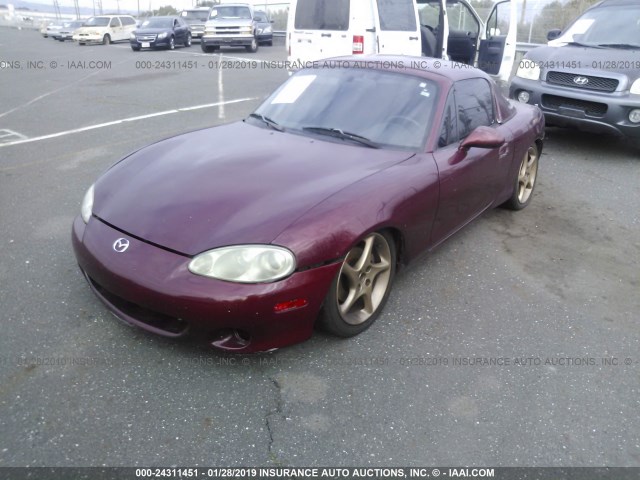 JM1NB353330300737 - 2003 MAZDA MX-5 MIATA LS BURGUNDY photo 2