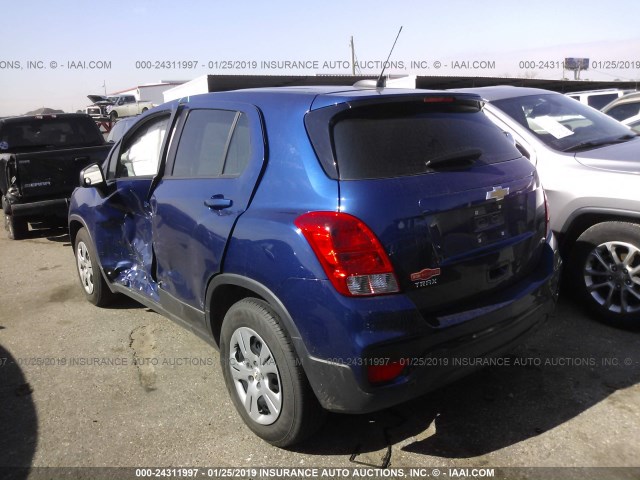 3GNCJKSB0HL132623 - 2017 CHEVROLET TRAX LS BLUE photo 3