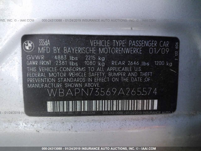 WBAPN73569A265574 - 2009 BMW 335 D 银色 照片 9