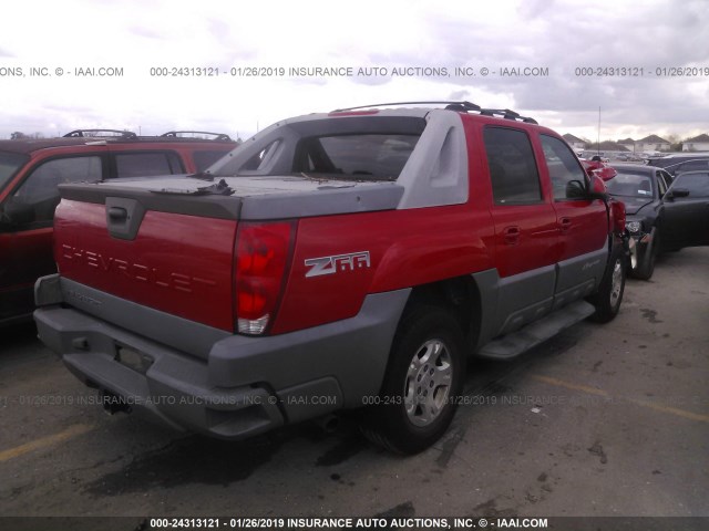 3GNEC13T52G288936 - 2002 CHEVROLET AVALANCHE C1500 RED photo 4