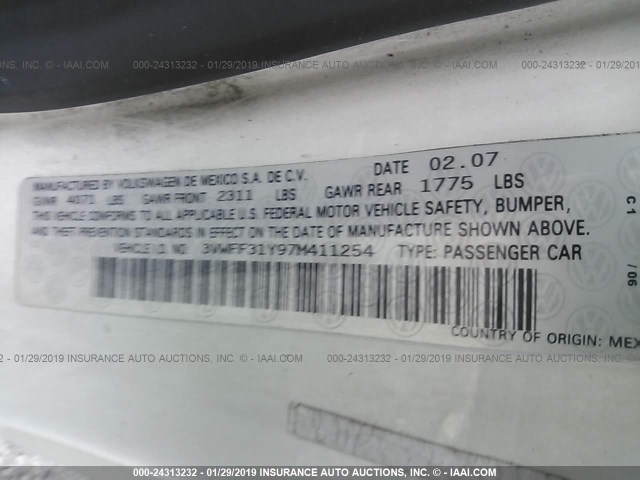 3VWFF31Y97M411254 - 2007 VOLKSWAGEN NEW BEETLE TRIPLE WHITE WHITE photo 9