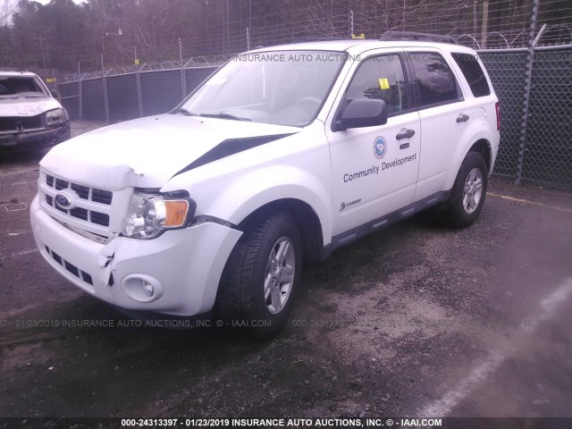 1FMCU4K33BKA69381 - 2011 FORD ESCAPE HYBRID WHITE photo 2