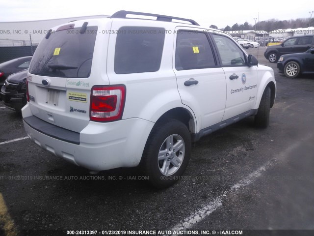 1FMCU4K33BKA69381 - 2011 FORD ESCAPE HYBRID WHITE photo 4