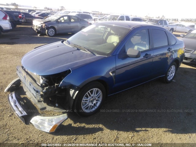 1FAHP35N78W220223 - 2008 FORD FOCUS SE/SEL/SES BLUE photo 2