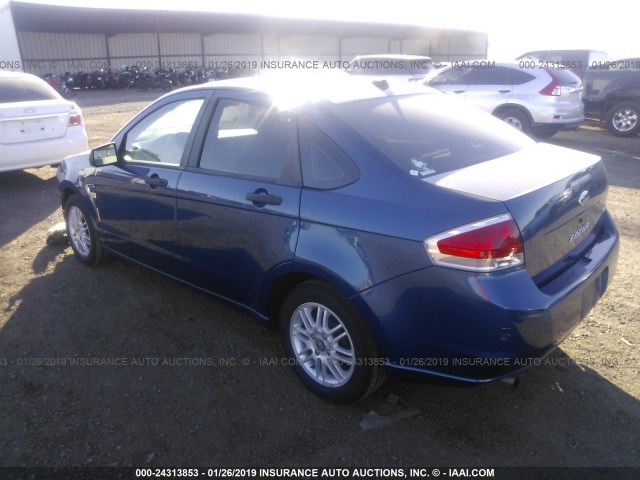 1FAHP35N78W220223 - 2008 FORD FOCUS SE/SEL/SES BLUE photo 3