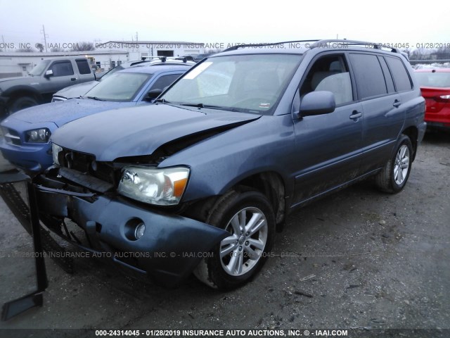 JTEDW21A660007848 - 2006 TOYOTA HIGHLANDER HYBRID BLUE photo 2