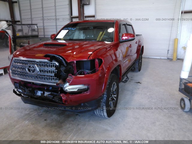 5TFAZ5CNXHX025506 - 2017 TOYOTA TACOMA DBL CAB/SR5/TRD SPORT/OR RED photo 2