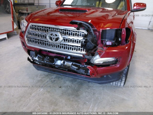 5TFAZ5CNXHX025506 - 2017 TOYOTA TACOMA DBL CAB/SR5/TRD SPORT/OR RED photo 6